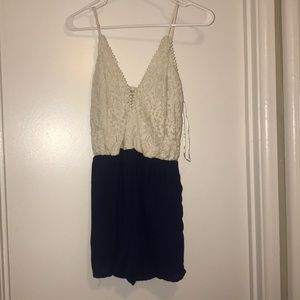 Navy and cream romper